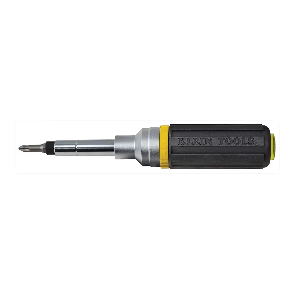 Versatile Pro Tool with Compact, Multi-Bit Ratchet Screwdriver - Yellow Rubber Model B87B92