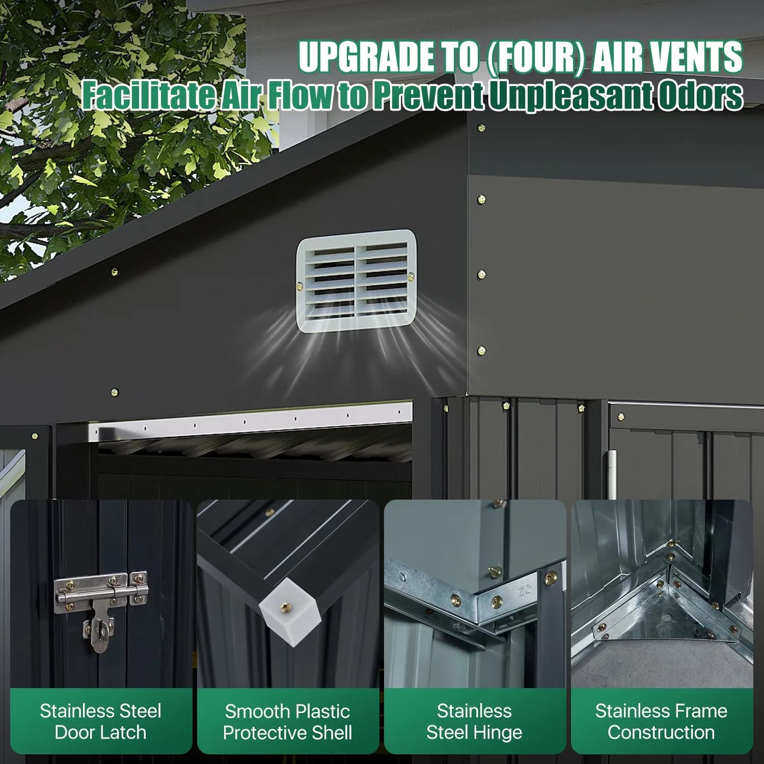 Shed Quality with Lockable Door, Weatherproof - Black Metal for Garden Model DE9E8B