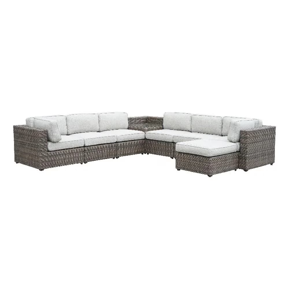 Compact Outdoor Sofas Sectional with Storage, Weather-Resistant, Uv Resistant - Gray Wicker / Rattan Model A80AB3