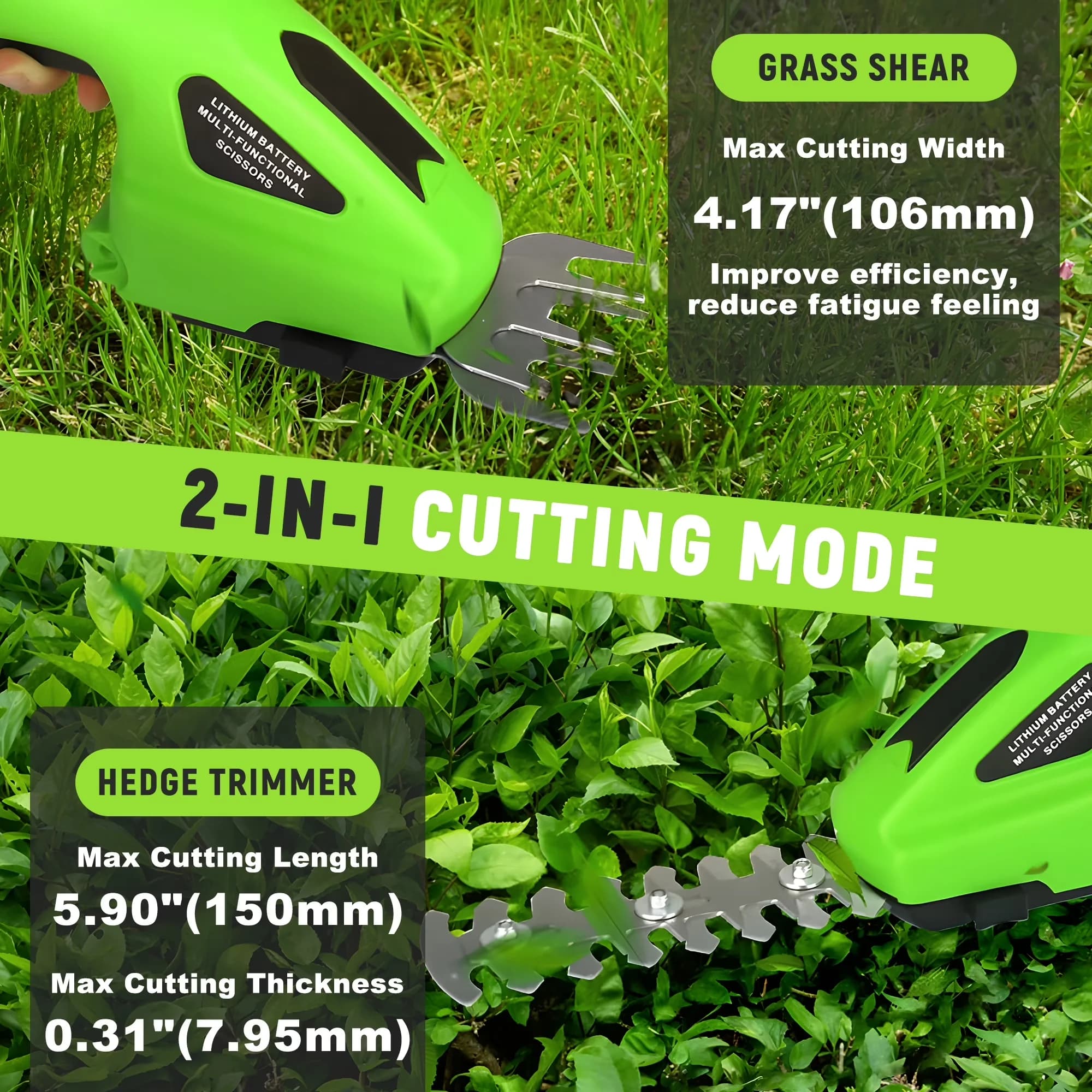 Innovative Chainsaw with Battery, 2-in-1 Cordless Grass Shears, 【Dual protection design】 - Model E62EDE