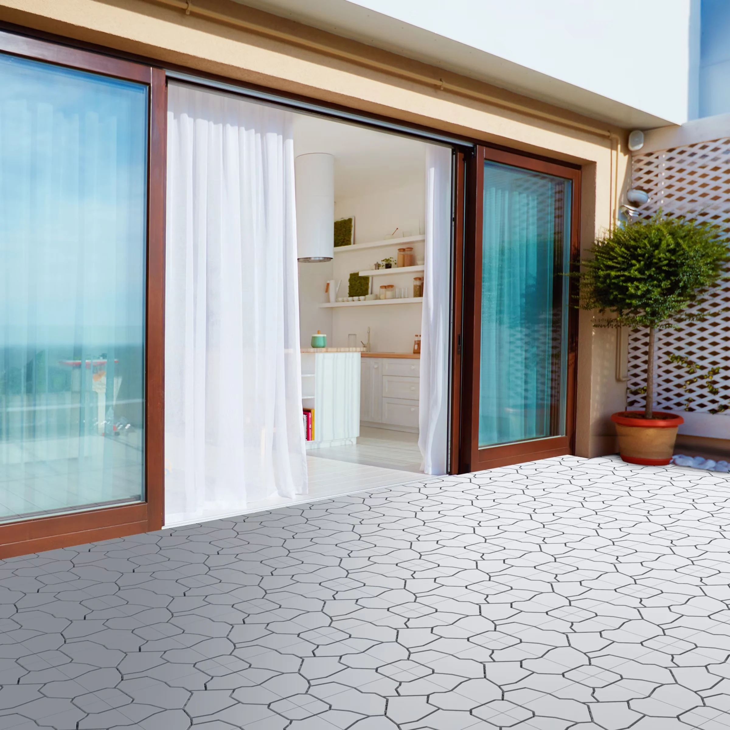 Grey Vinyl Flooring Vinyl Plank Flooring Compact with Interlocking, MATERIALS - Polypropylene. - Polypropylene Black Model 02887E
