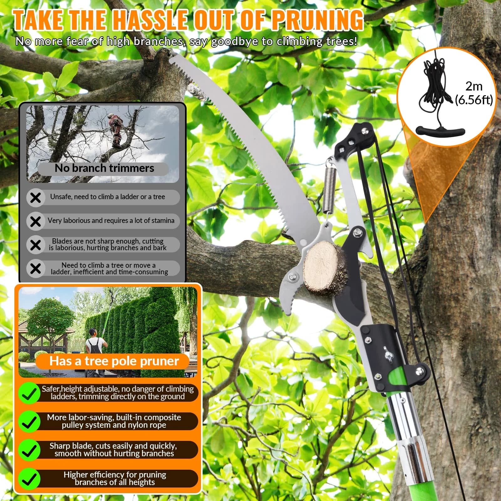 Professional Pole Saw with Telescoping - Feet - Residential Grade Model ADD235