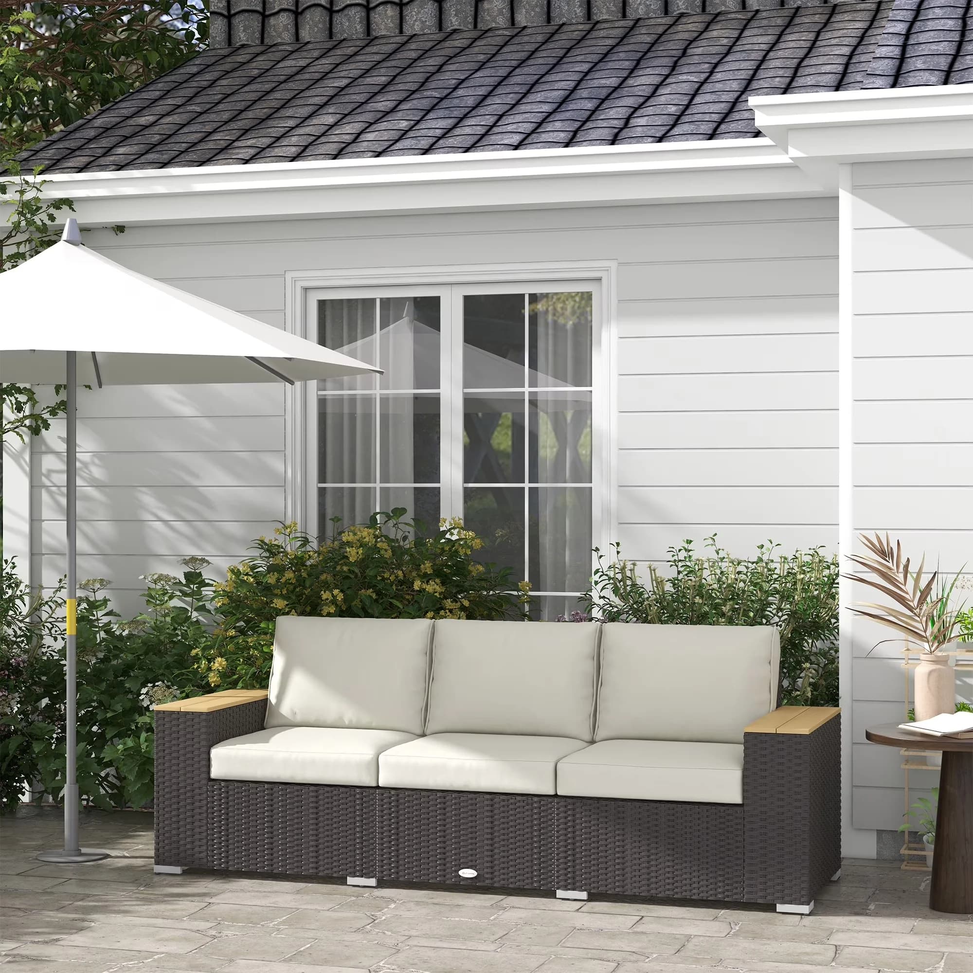 Essential Outdoor Sofas Sectional with Weather-Resistant, Contemporary - Galvanised Steel, Pe Rattan Model 276B95