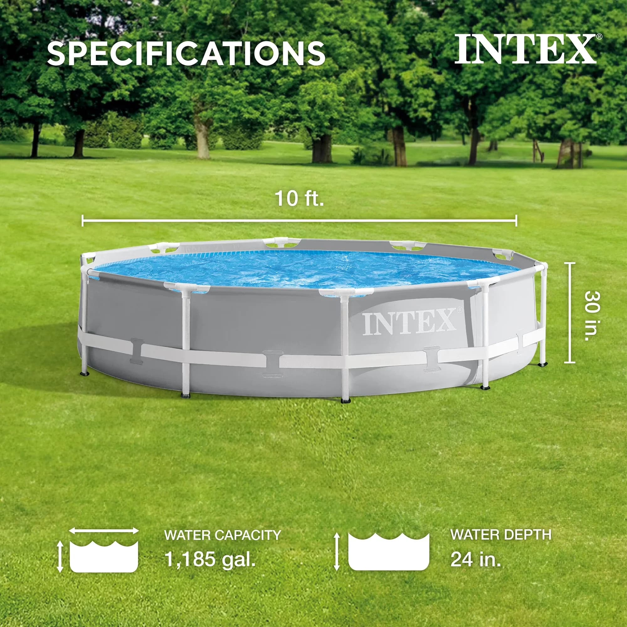 Above Ground Pool Classic with Puncture Resistant, Gray, Repair patch is included for easy fixes - Gray Model B6D673