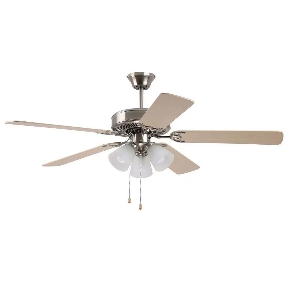 Stylish Ceiling Fan with LED, Traditional, Hangdown - Silver Glass 18 Inches Model 516B9C