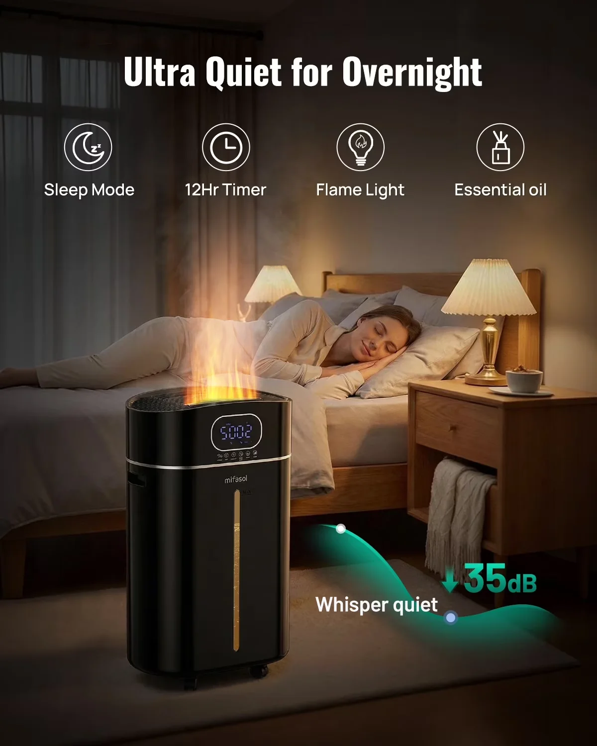 Quality Humidifier with Empty Tank Indicator, Water Level Indicator, Remote Controlled - Black for Home Model AE7843