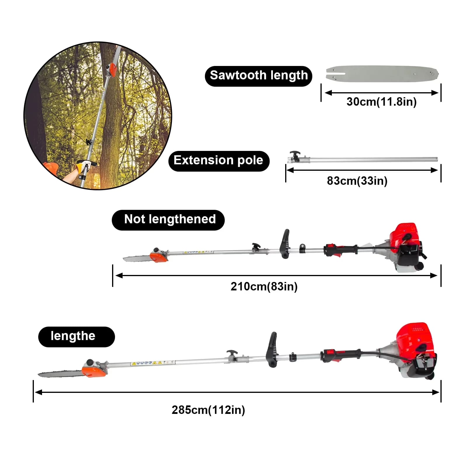 Premium Pole Saw with Anti-Vibration - 52CC - Heavy Duty Model 23C834