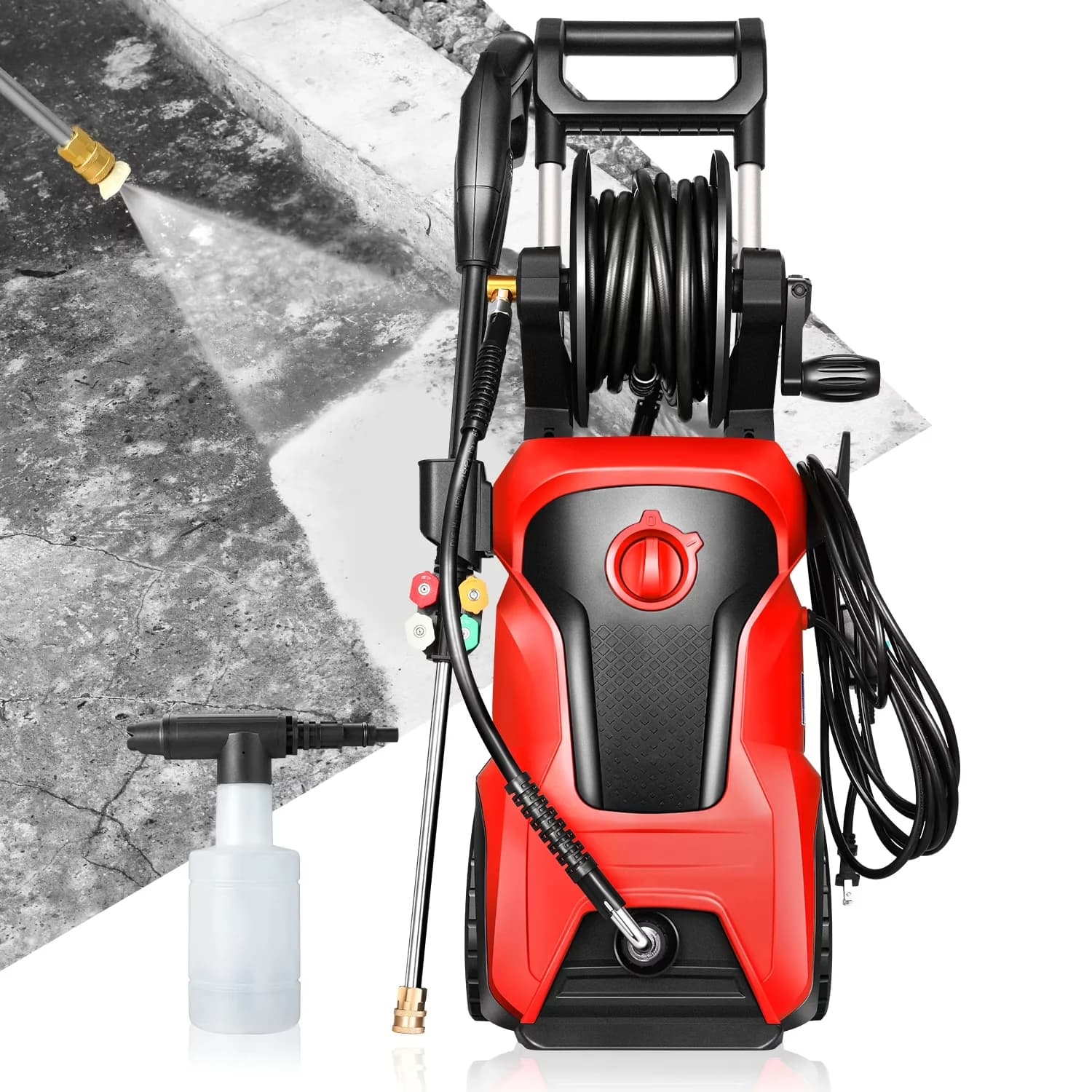 Pressure Washer Classic with 1800W, Adjustable Wand, Big wheel (Dia. 17cm) for easy movement. for Car, Patio - Model BAC545
