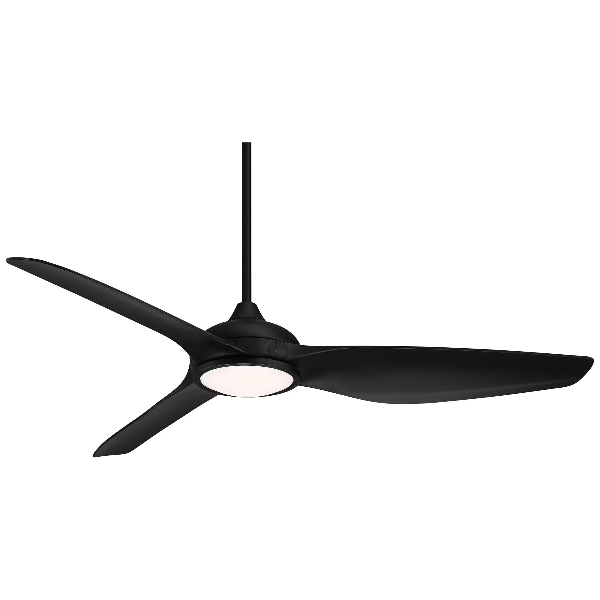 Modern Ceiling Fan with LED, Dimmable, Contemporary - Black Glass for Patio Model A6E218