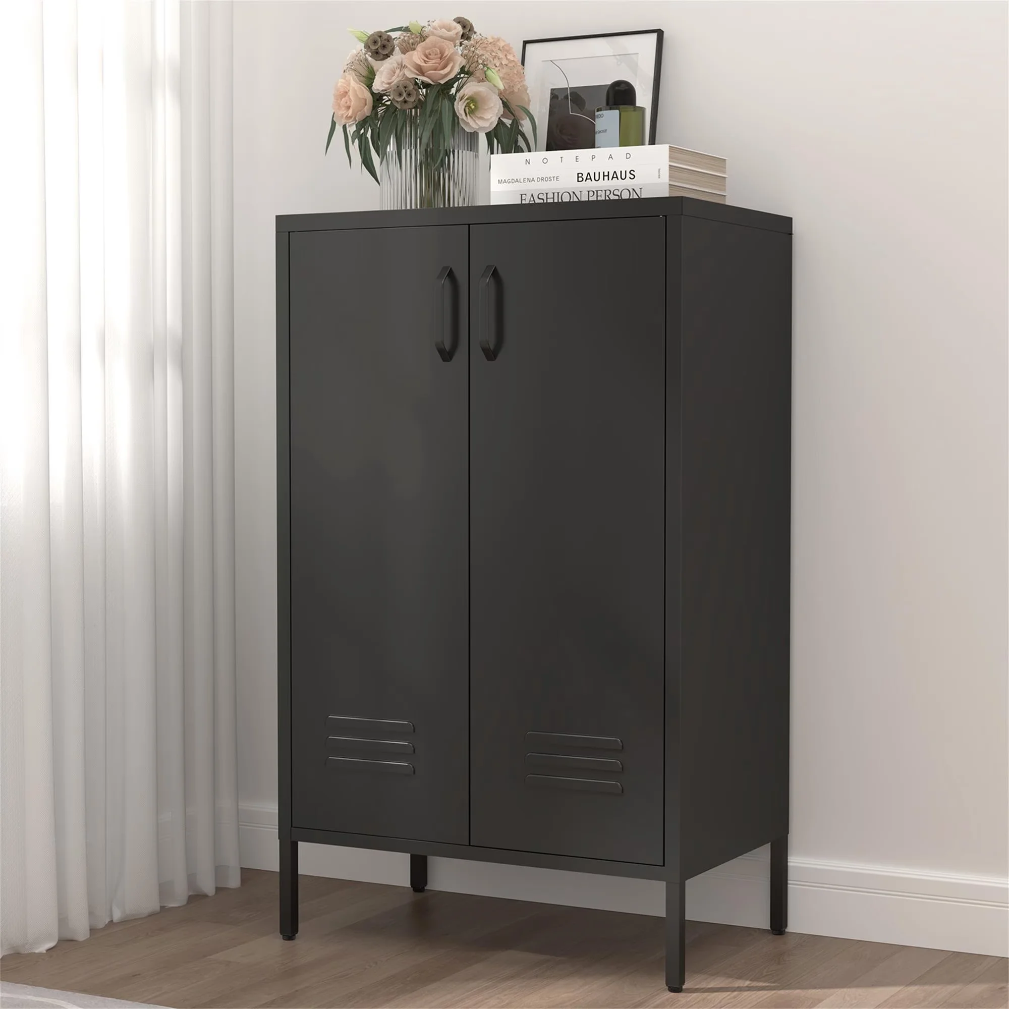 Sleek Kitchen Renovation with Adjustable Shelves, Soft Close Doors, Modern - 42"H Black for Living Room, Kitchen Model 106C95