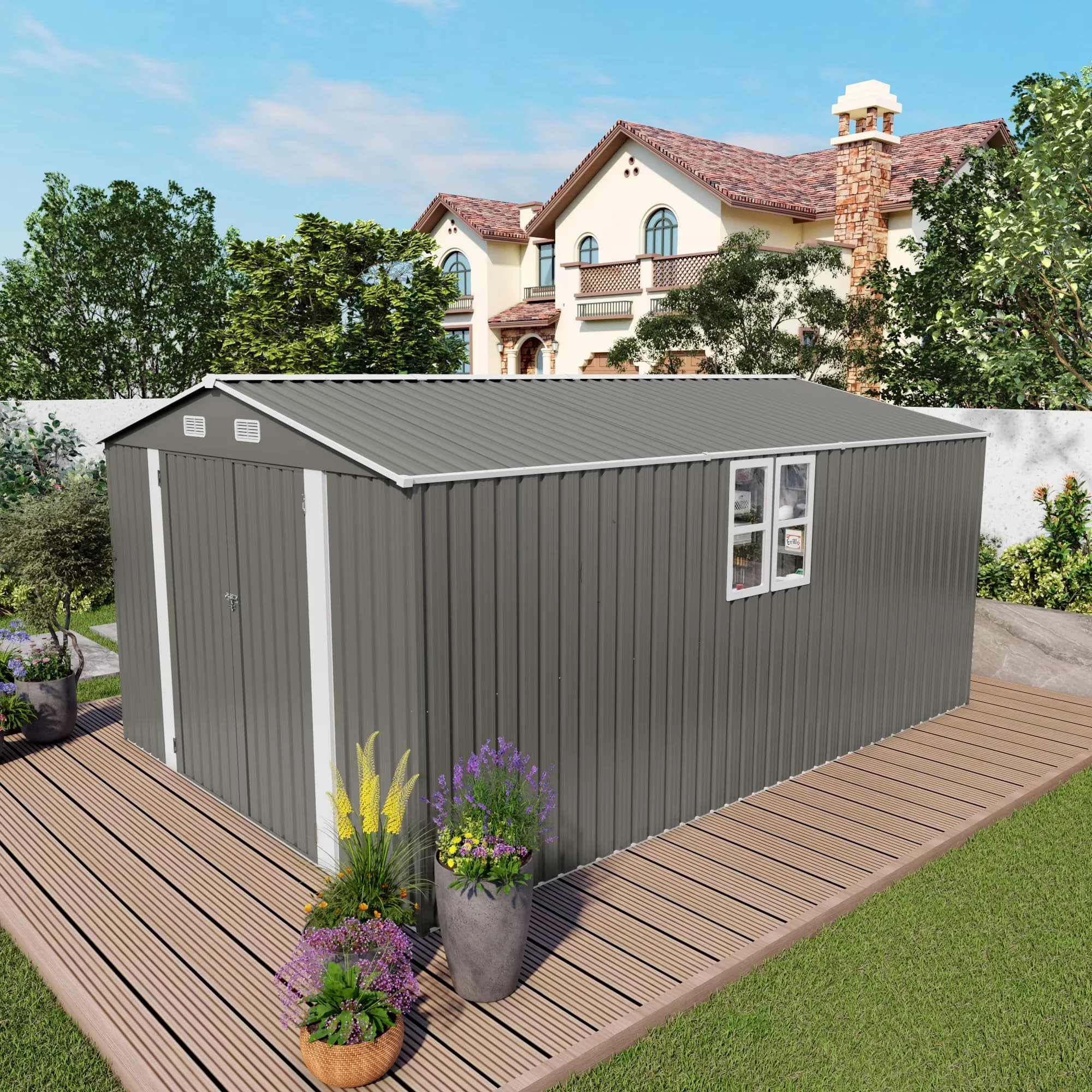 Compact Shed with Water-Resistant, Rust Resistant, Mold Resistant - Metal Gray Model 7B7379