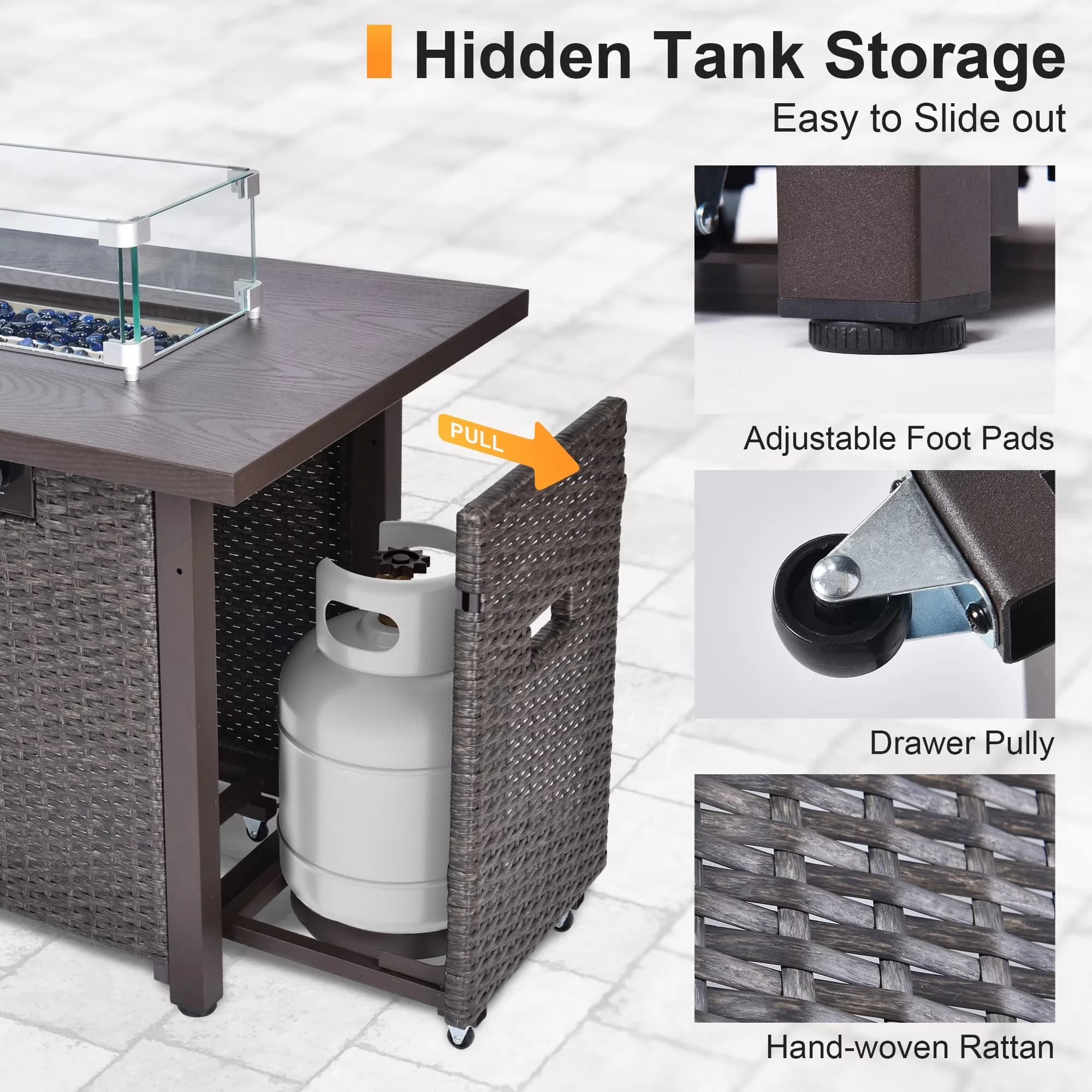 Classic Patio Conversation Set with 50000 BTU, Collapsible - Steel; Pe Gray for Garden Model 6E539D