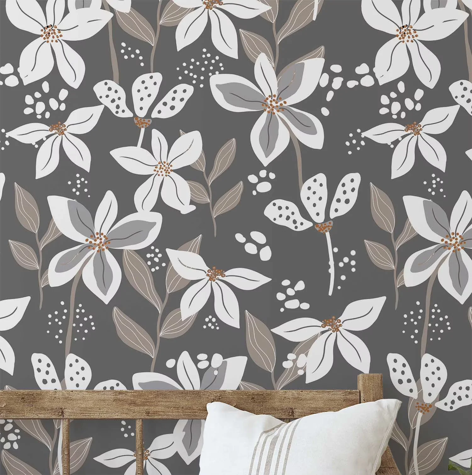 Wallpaper Stylish with Stain Resistant, Removable, Waterproof - Vinyl Gray Model 7C4A26