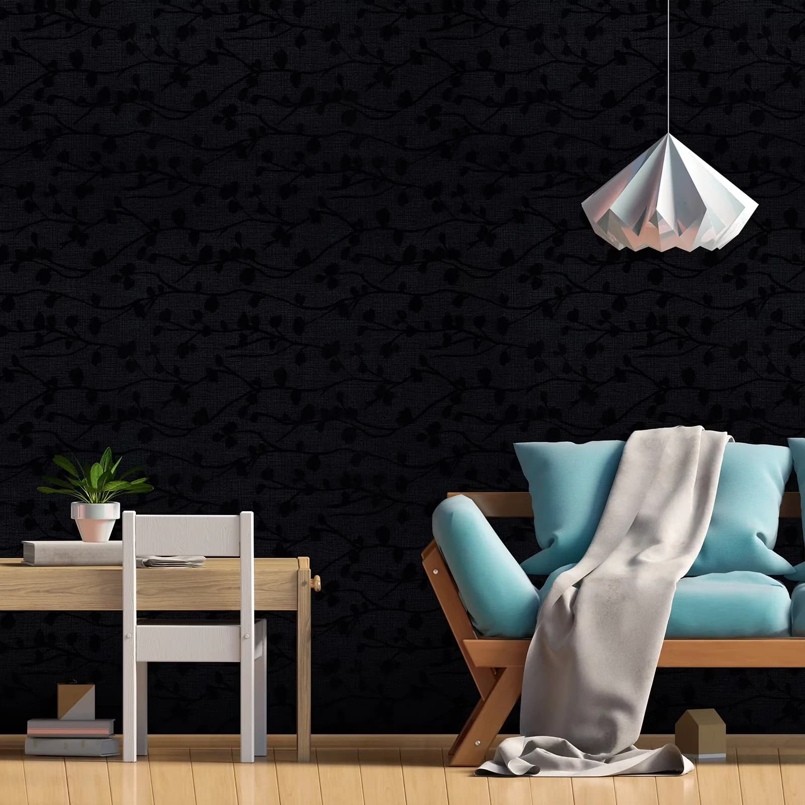 Premium Wallpaper Wall Decals Wall Covering with Removable - Black Viny for Bedroom, Kitchen Model 43AC31
