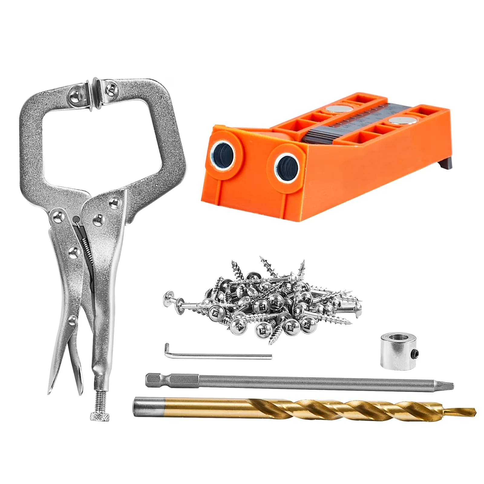 Woodworking Premium with Adjustable, Pocket Hole Jig, 9" C-clamp - 56 Pcs Model CE7A2F