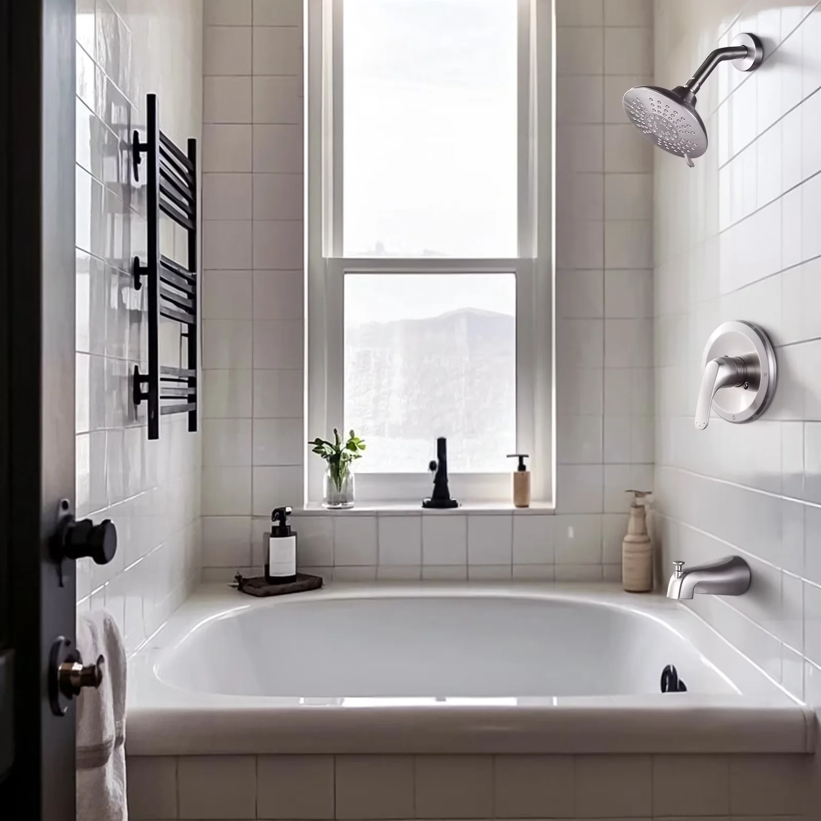 Shower Head Stylish with Easy To Install, Adjustable Temperature - Brass Gray Model 9D047A