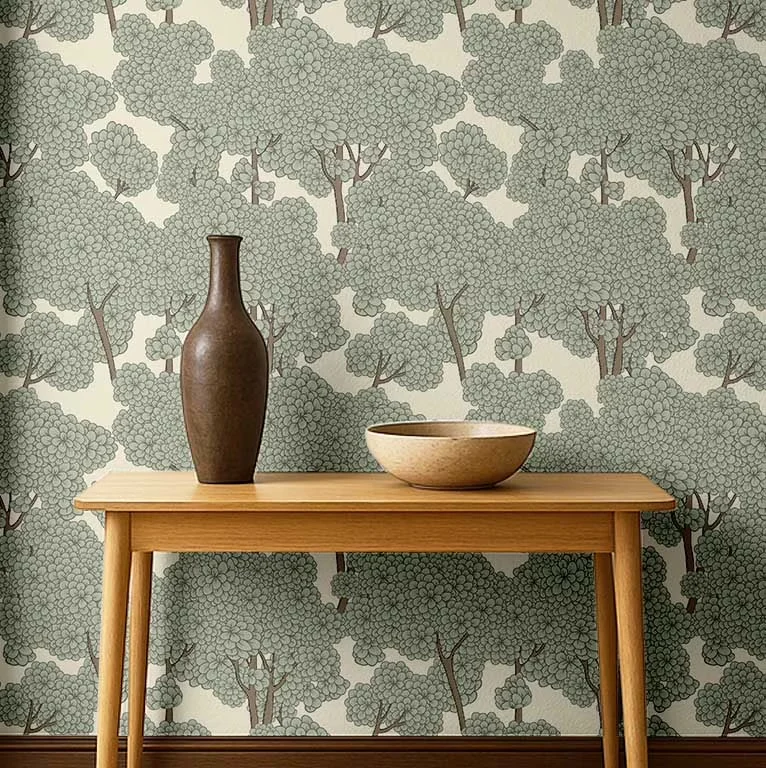 Compact Wallpaper with Durable, Waterproof, Peel and Stick Walls Covering - Vinyl Green for Bathroom Model E48EA9