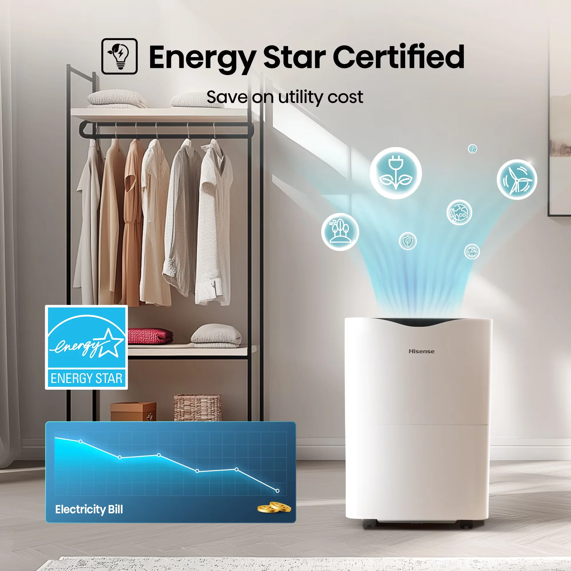 Professional Dehumidifier with Energy Efficient, Automatic Shut-Off, Bucket Full Indicator - White Model 03CD60