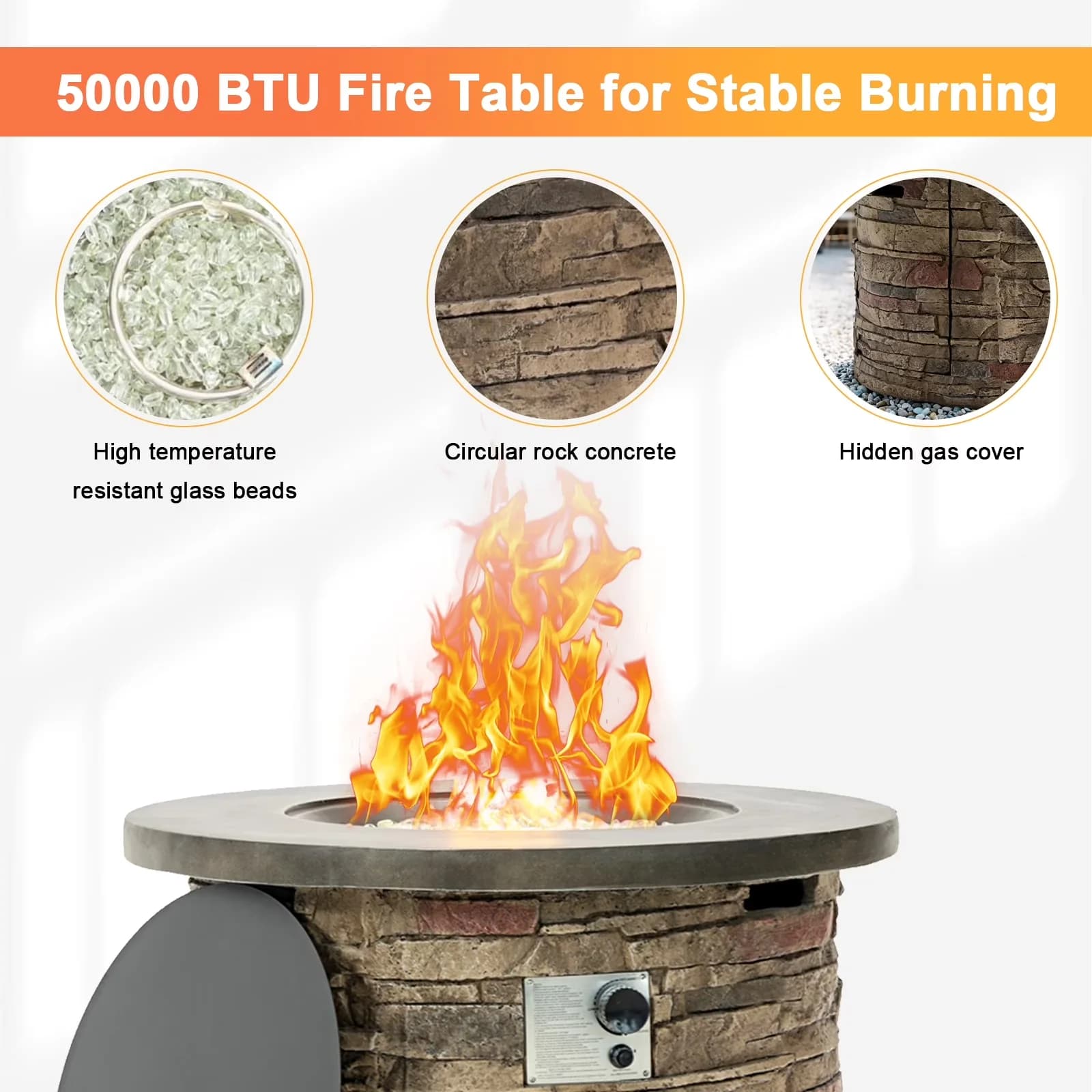 Outdoor Heating Innovative with 50000 BTU, 36'' Propane Gas Fire Pit Table - Multicolor Steel for Patio, Garden Model 8D13C9