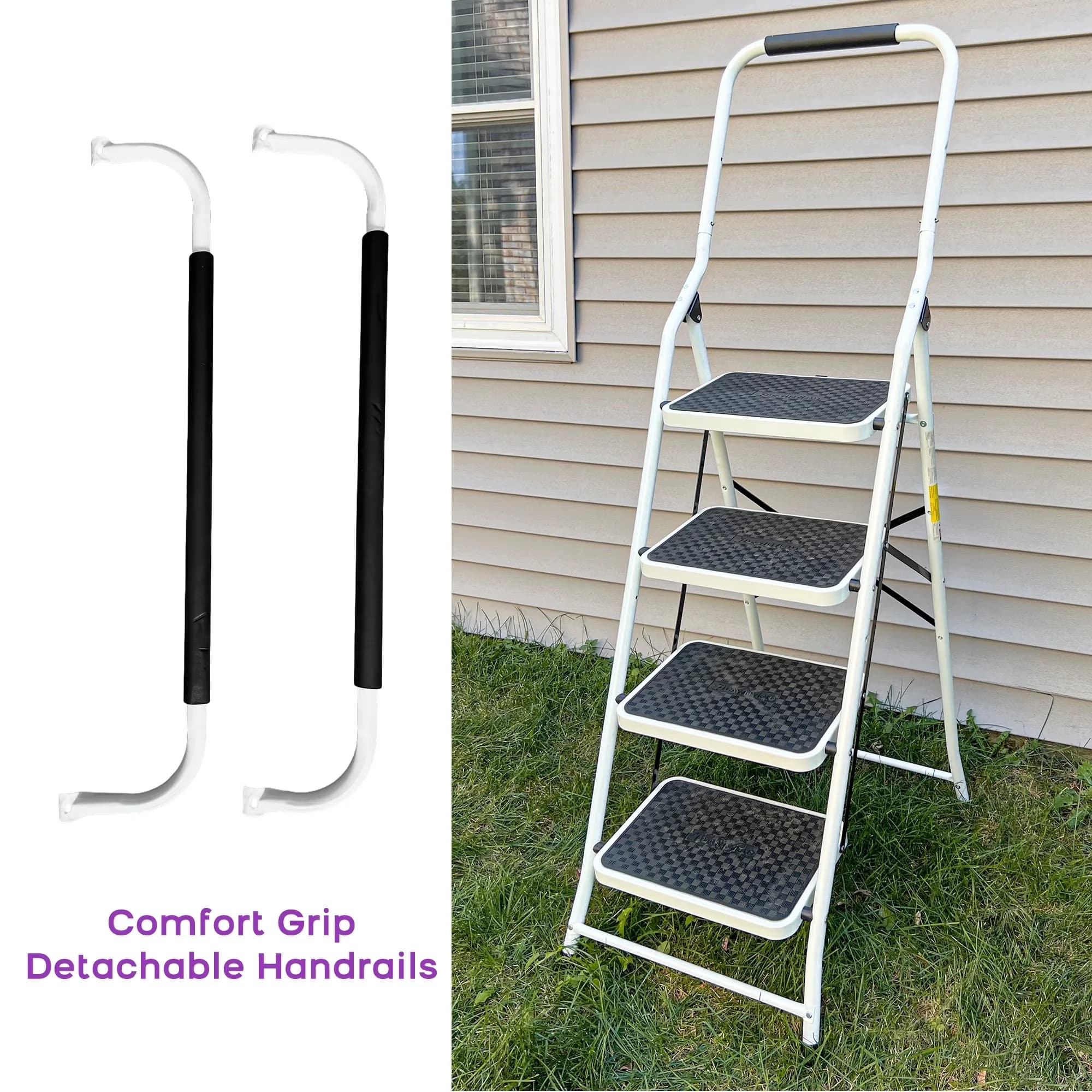 Ladders And Step Stool Compact with 4 Ladder Portable Folding, 330 lbs Capacity, Wide Platform Steps - Steel Model 2A8D1B