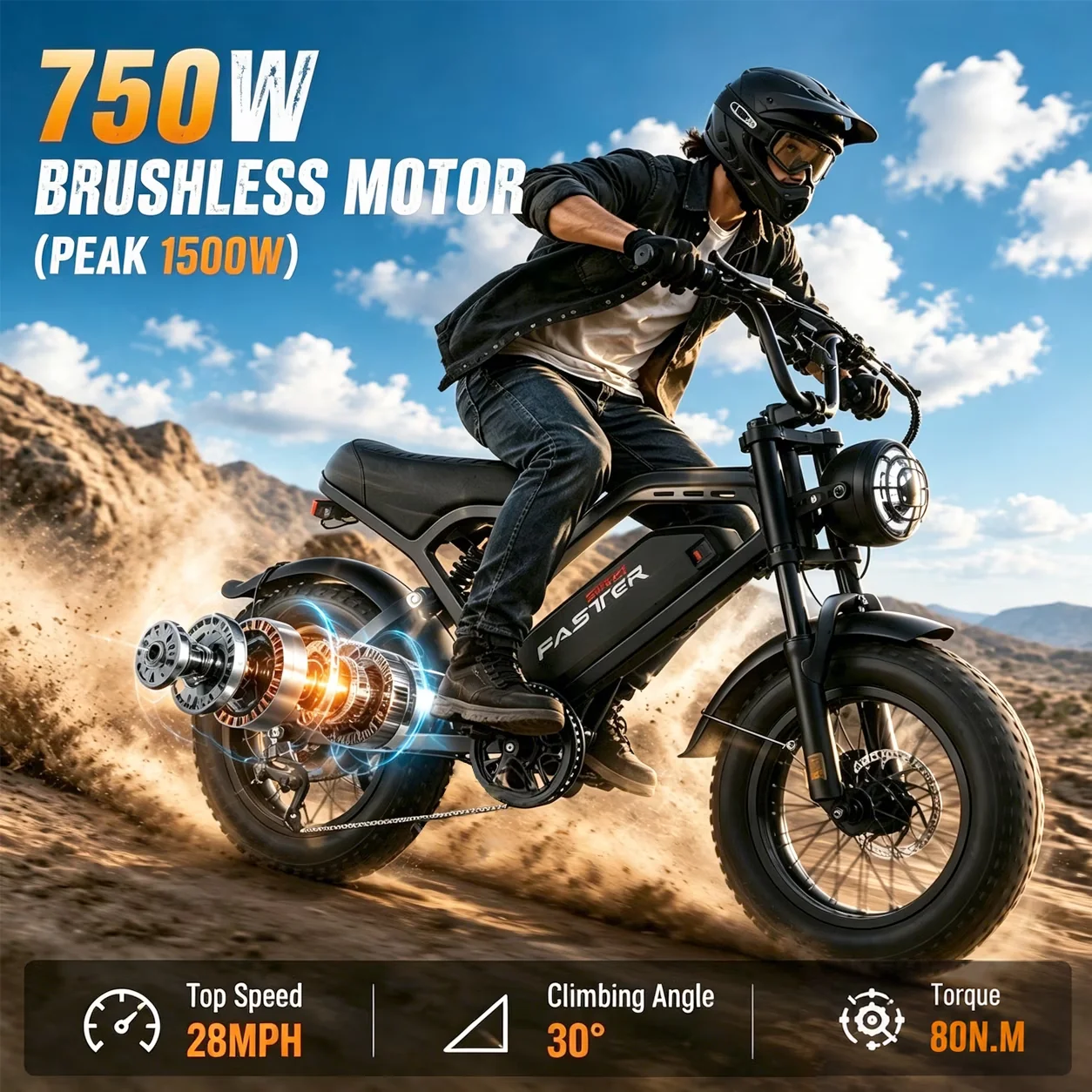 Electric Bike Versatile with Battery, 1000W - Reliable Performance Model 2666AE