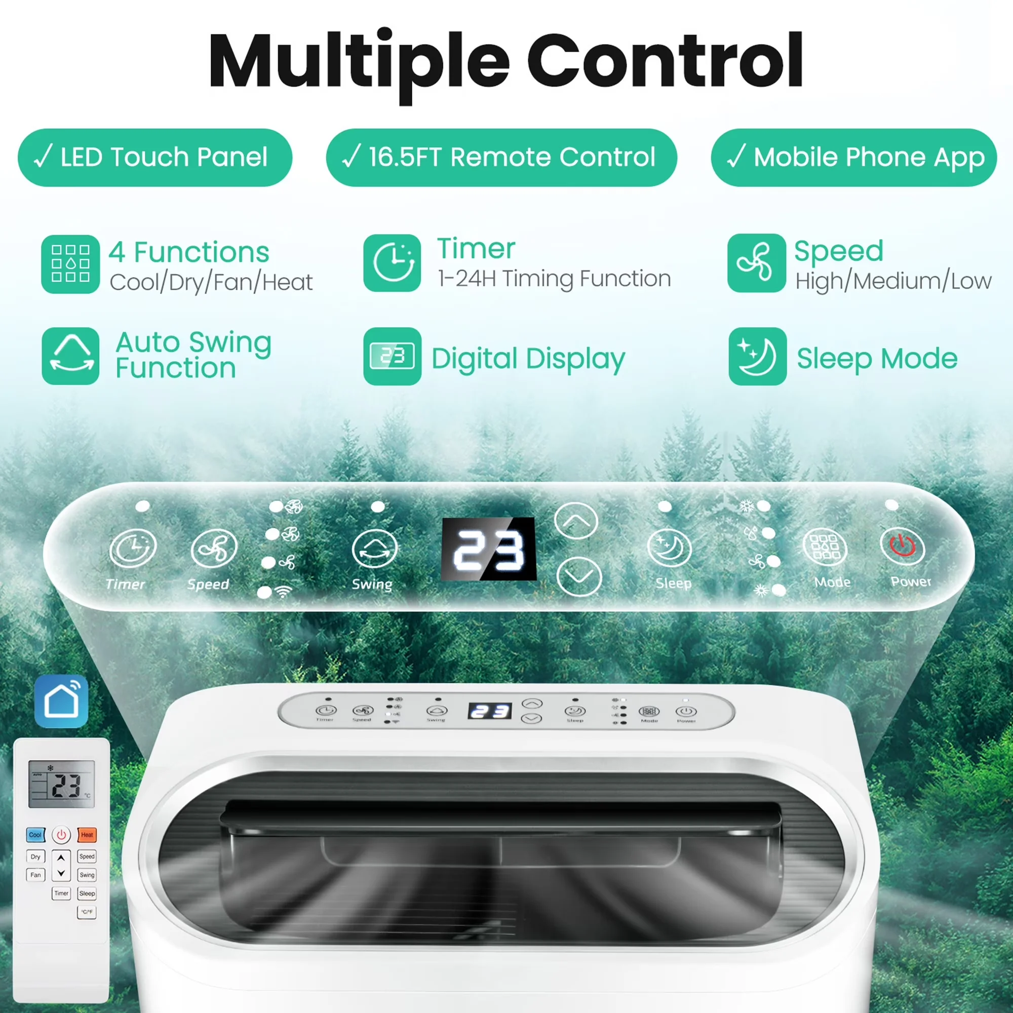 Compact Air Conditioner with 12000 BTU, Automatic Shut-Off, Remote Controlled - White Model 3D0C71