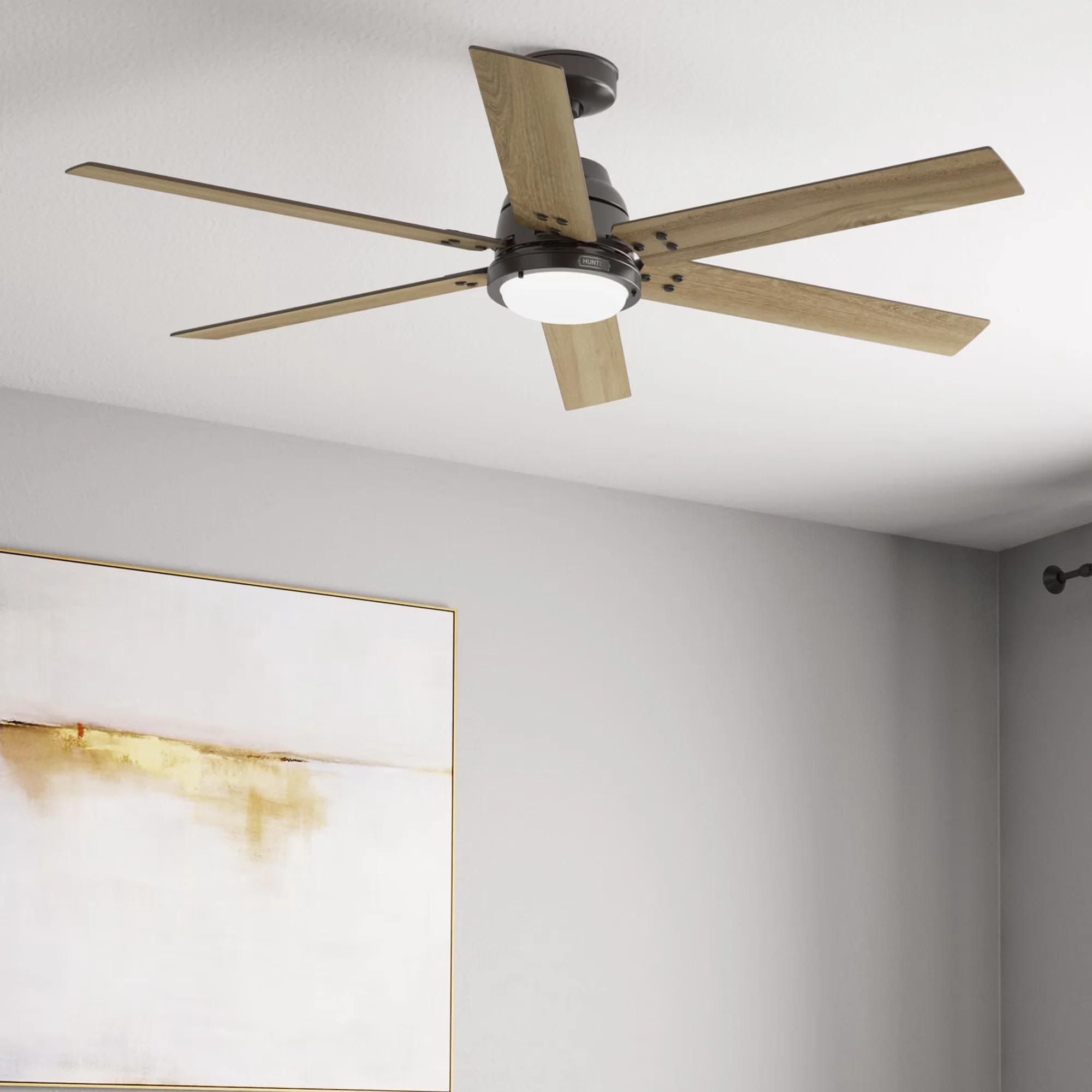 Ceiling Fan Modern with LED, Reverse Airflow - Bronze Glass for Living Room, Bedroom Model 8107E8