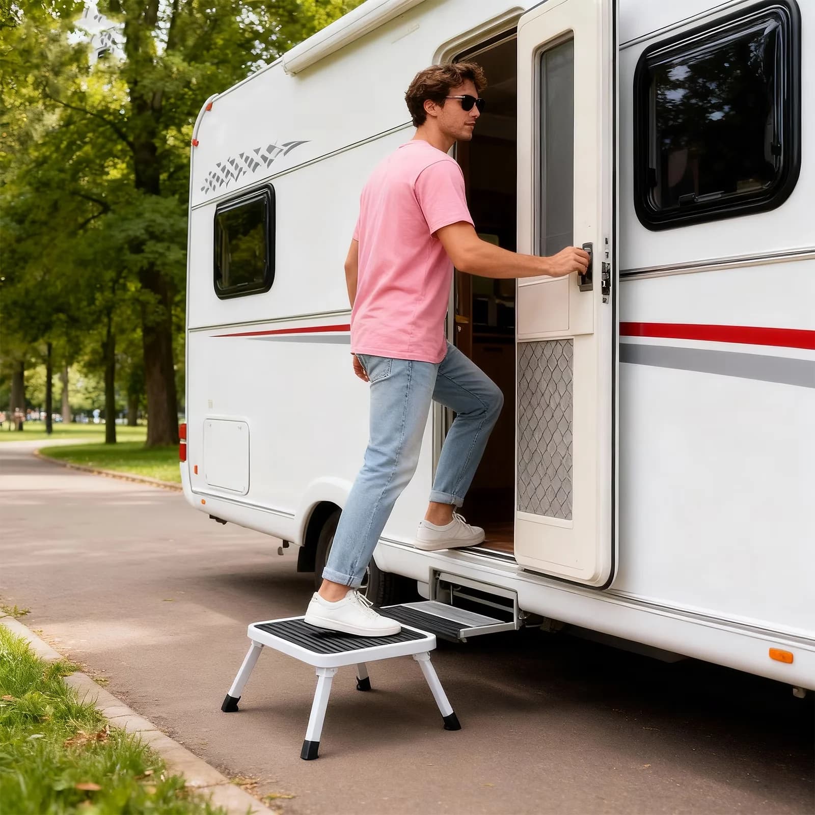 Innovative Ladders And Step Stool with Stackable, Supports Up To 330 Lbs - Black Pvc for Home, Kitchen Model 421A35