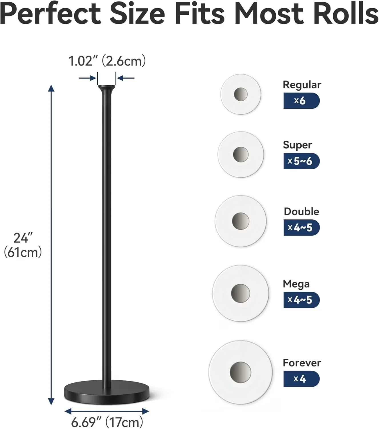Stylish Plumbing with Modern, Free Standing Tissue Extender, Reserve Function - Stainless Steel for Bathroom Model 5D4F0E