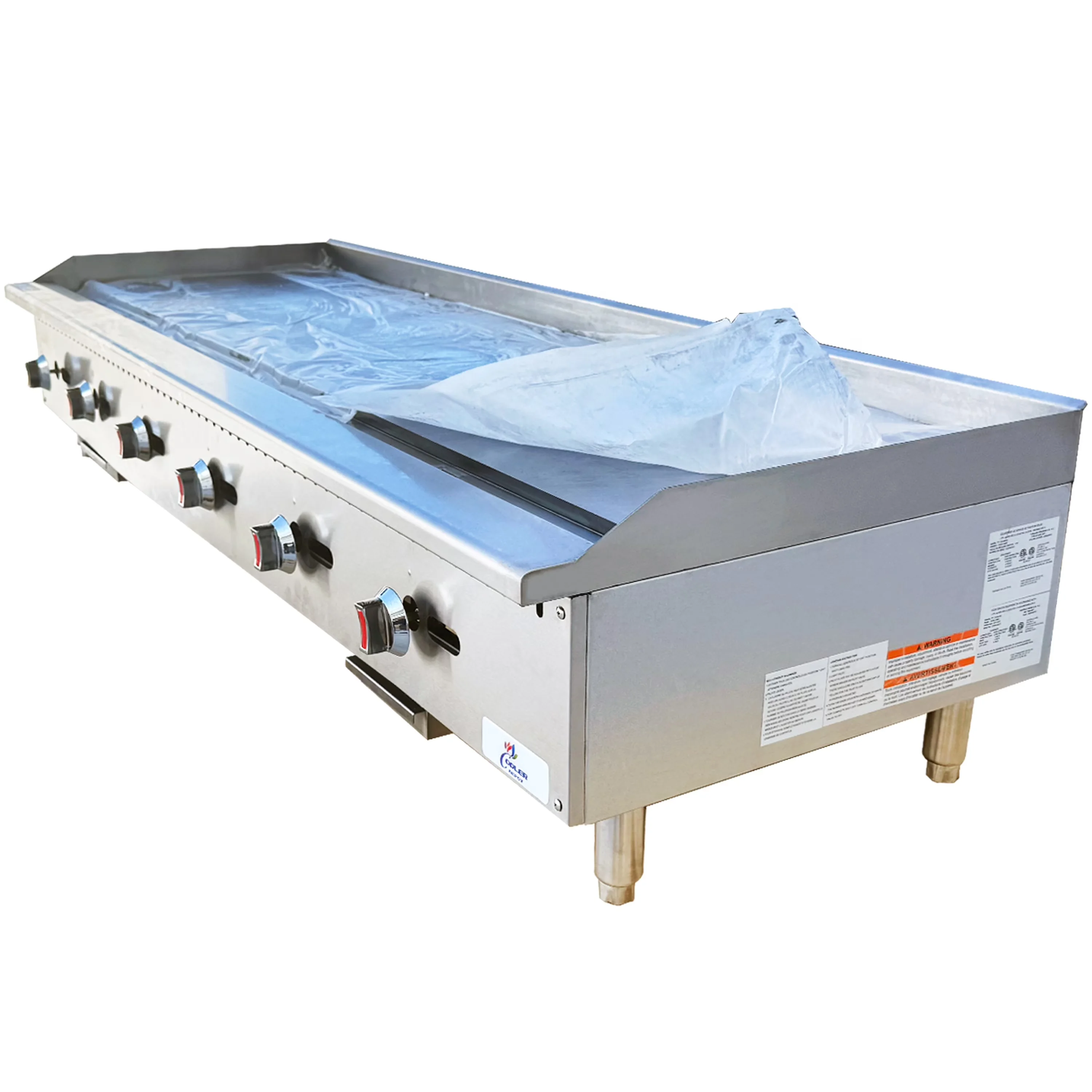 Durable Flat Top Grill with 180000 BTU, Stainless Steel, 6 Burners - Silver Stainless Steel Model 3F6962