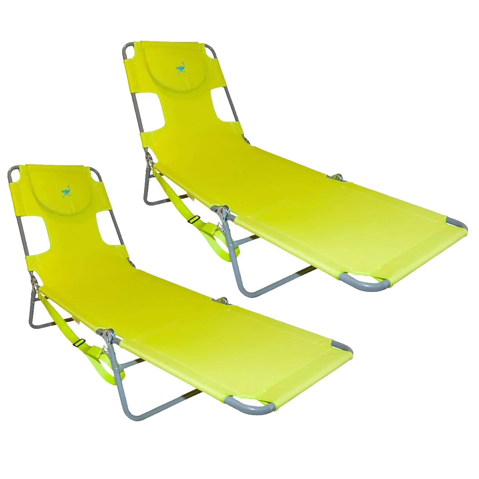 Essential Beach Chair with Folding, Neon Green (2 Pack), Maximum weight capacity: 250 pounds - Neon Green Model 9286E3
