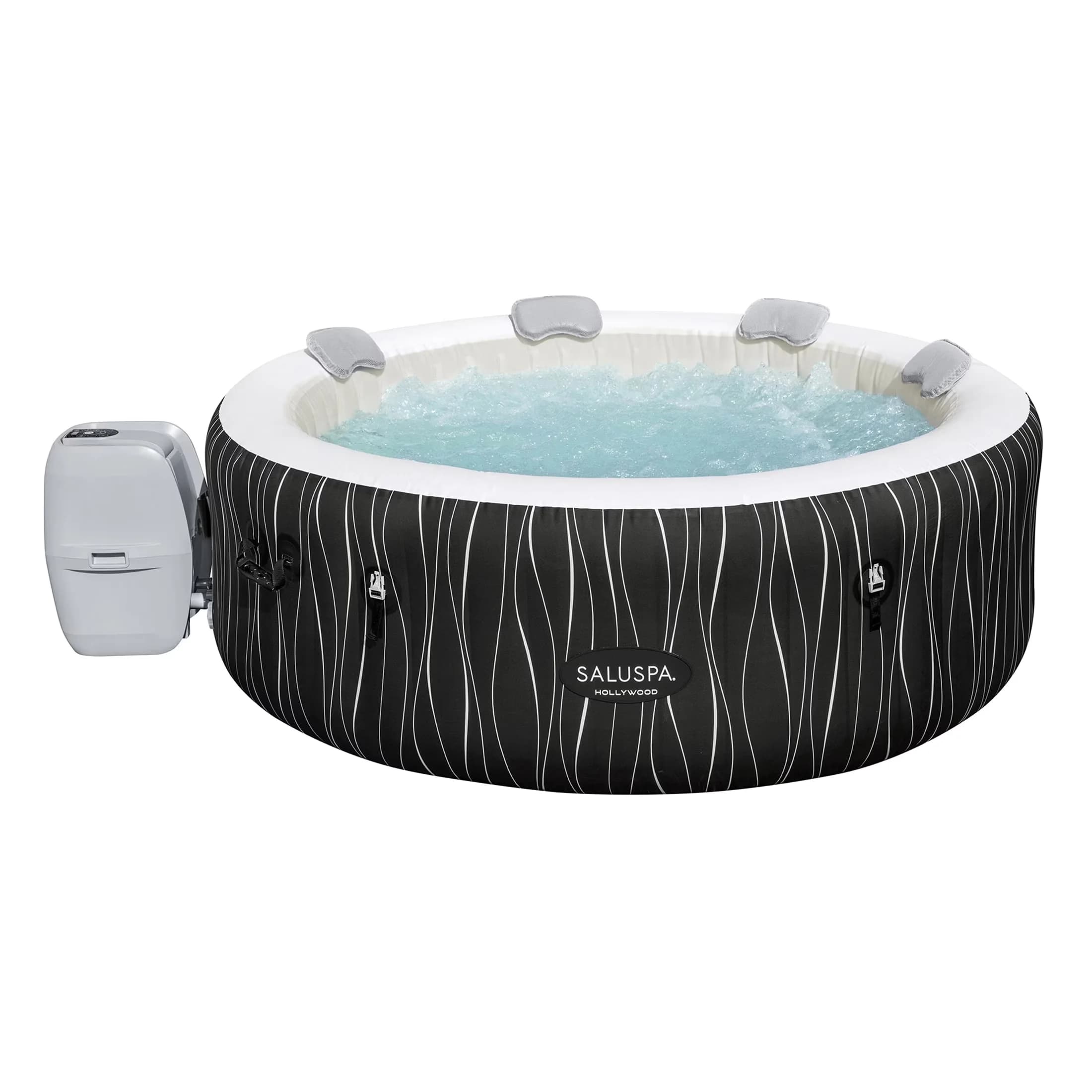Versatile Hot Tub with Inflatable, 6 Person Round Spa - Black SaluSpa for Daily Use Model 375490