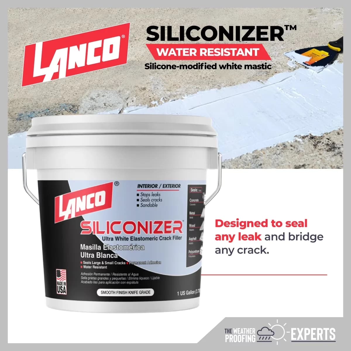 Building Material Modern with UV and mildew resistant, Smooth finish, Can be painted - White Silicone-Modified Elastomeric Model E11871