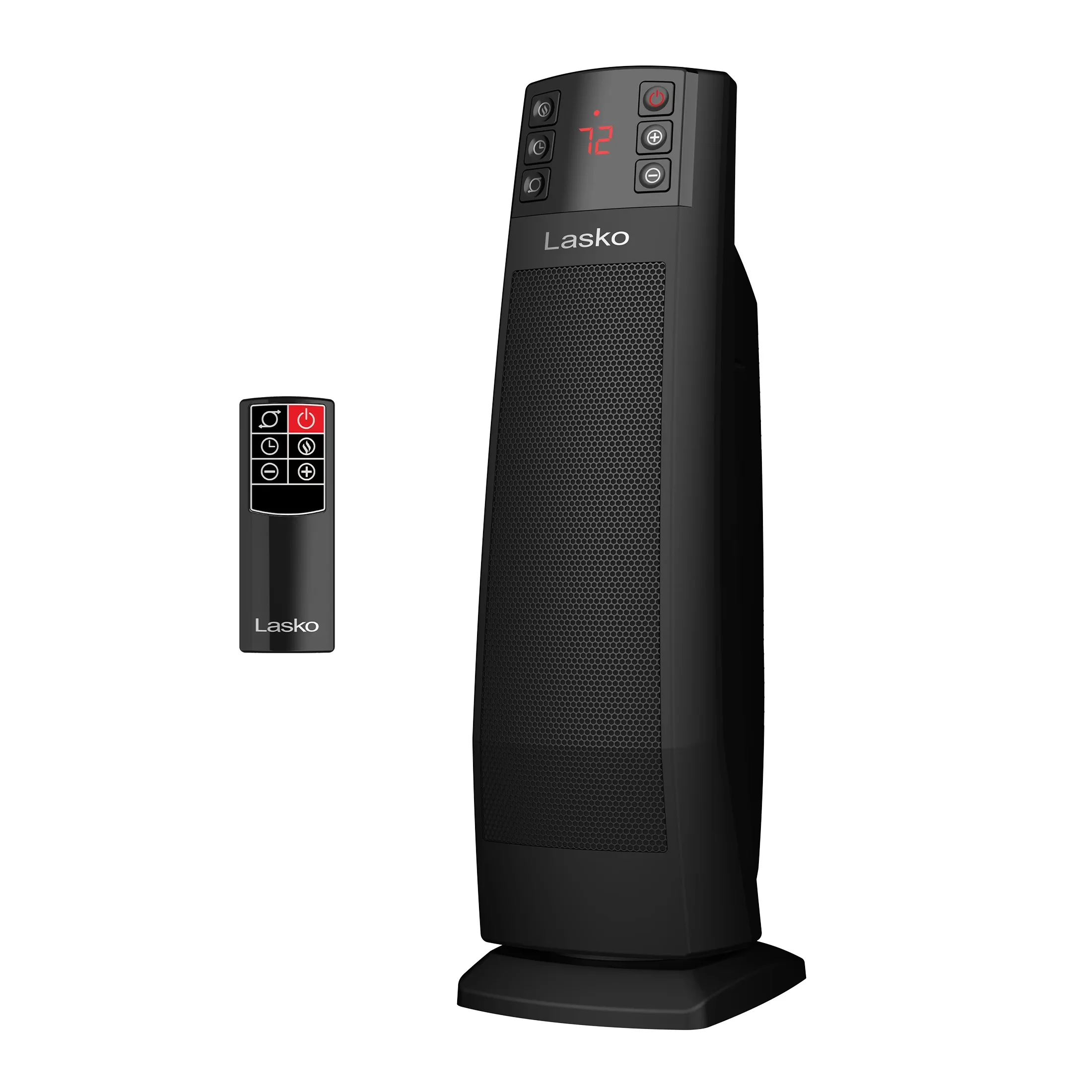 Essential Portable And Electric Space Heater with Oscillating, Automatic Shutoff, Tip-Switch - Black Model F14754