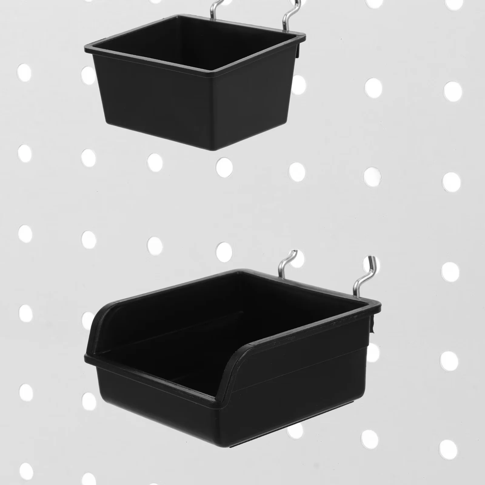 Premium Toolstorage with Storage, 4Pcs Black Plastic Pegboard Baskets - Black Plastic, Steel for Garage Model D90232