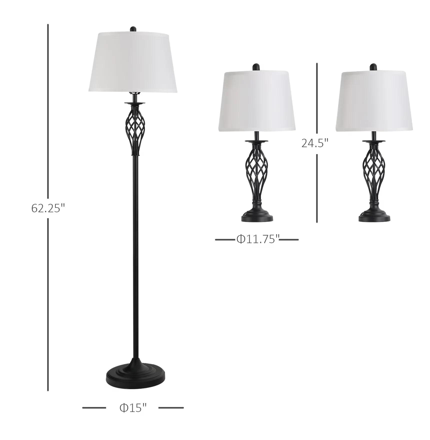 Lamp Set Durable with Modern, Black/White, Living Room - Multicolor Table Model 7E4FAB