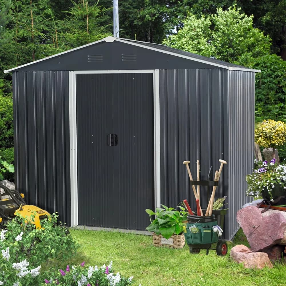 Shed Stylish with Uv Resistant, Steel Foundation, Outdoor Utility - Iron Black Model C2C1F0
