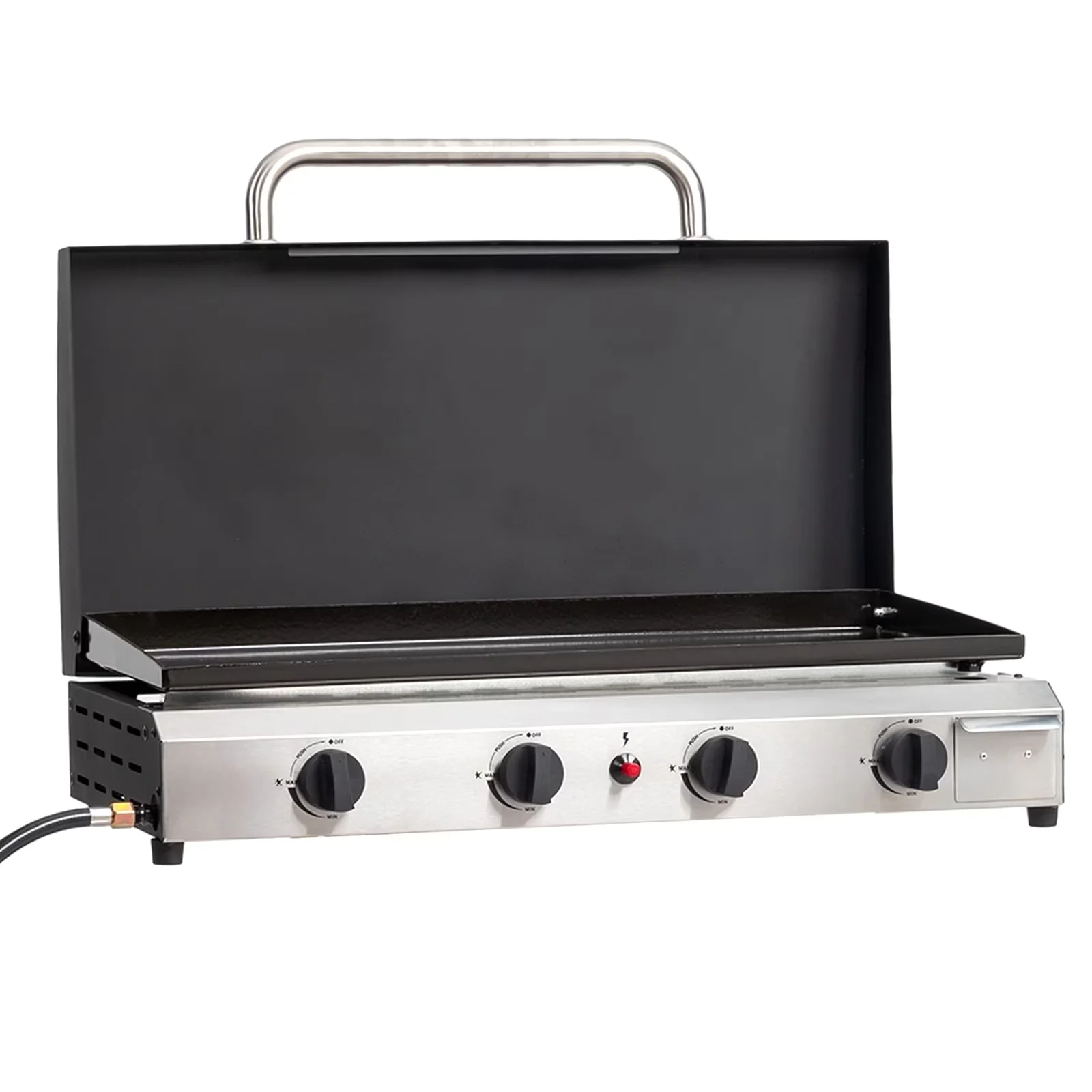 Flat Top Grill Efficient with Portable, 4 Burner - Stainless Steel Black Model B811B5