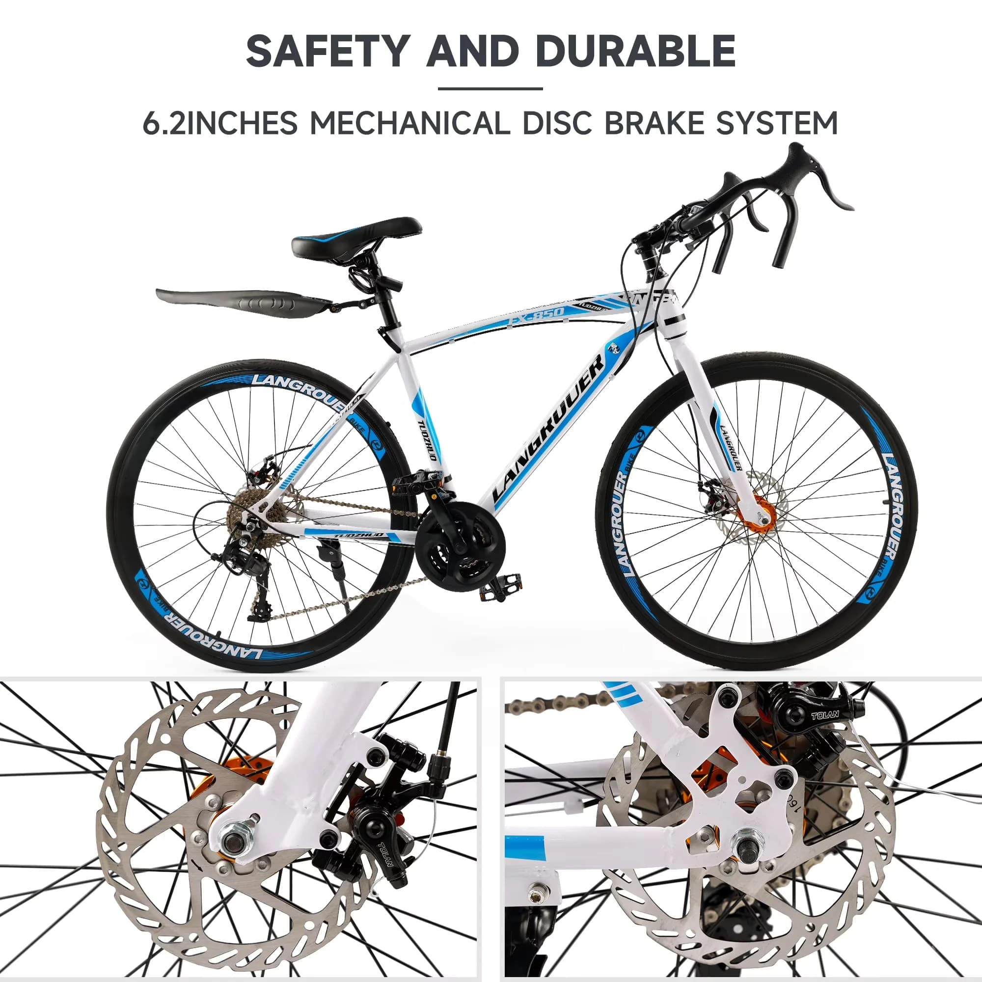 Stylish Road Bike with Adjustable Speed, Adjustable Seat Height - White Model D5D55C