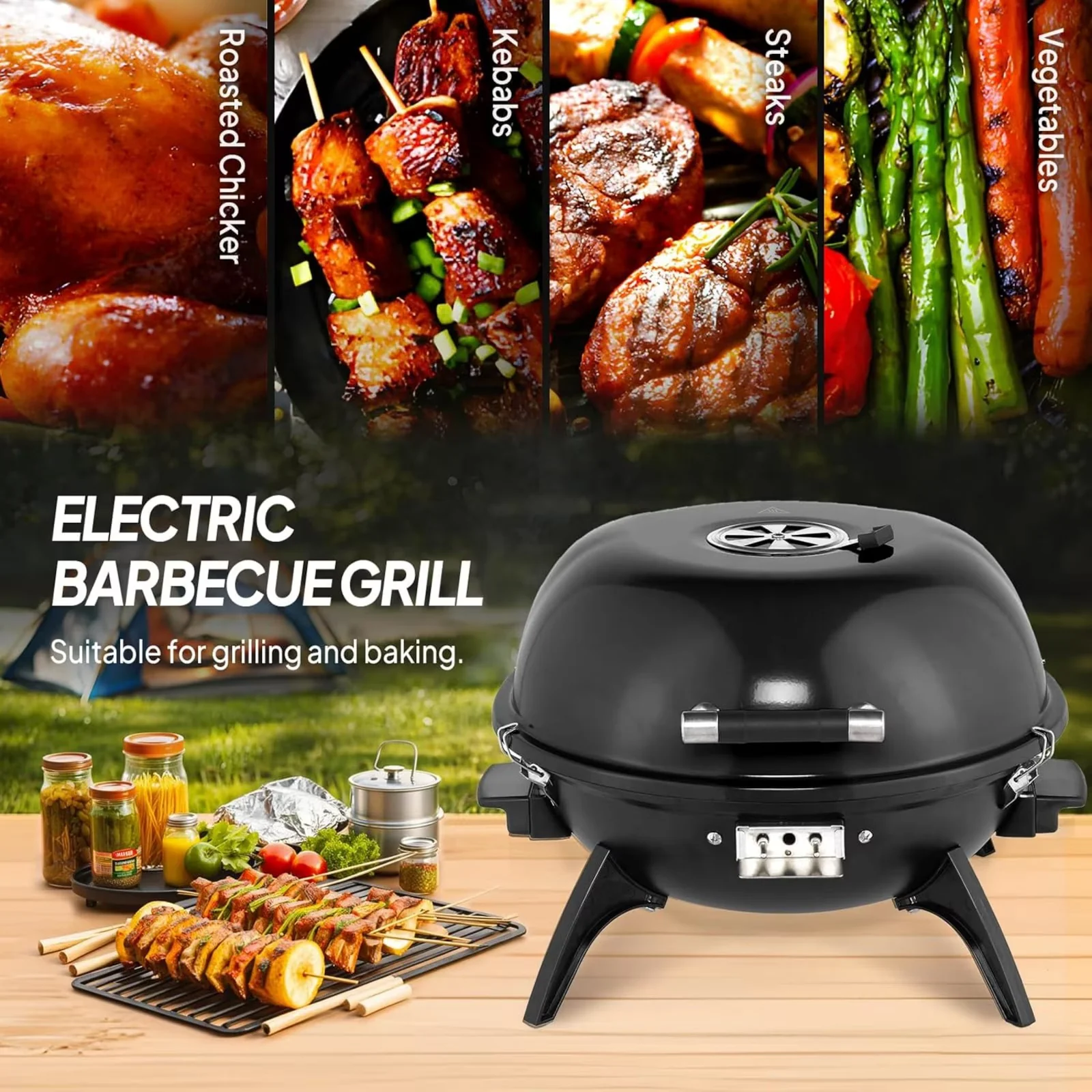 Durable Flat Top Grill with 1600W, Warming Rack, 1600W Vertical Electric - Stainless Steel Model B842B9
