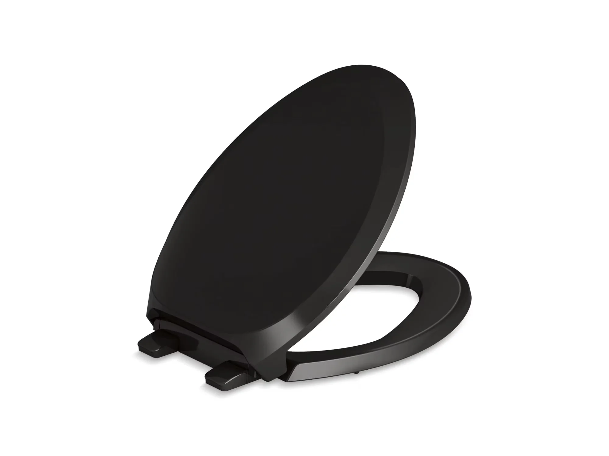 Modern Toilet Seats And Lid with Soft Close, Color-matched plastic hinges - Black Plastic Model D5AF5B