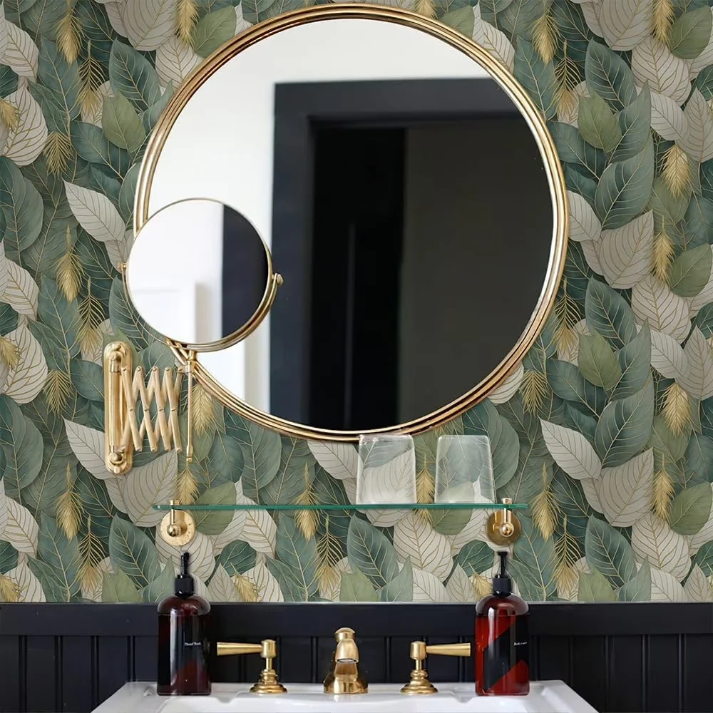 Versatile Wallpaper with Durable, Removable, PEEL AND STICK WALLPAPER - Green Pvc, Vinyl Model E2E8E3