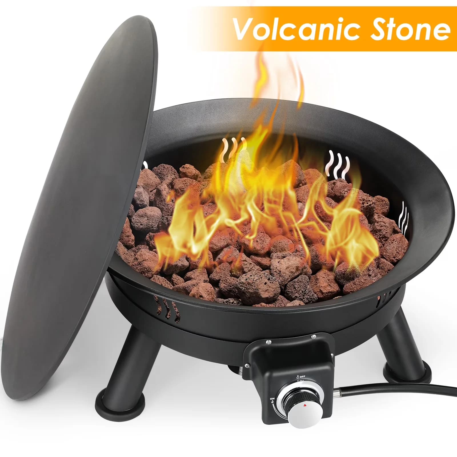 Innovative Outdoor Heating with 58000 BTU, Portable, 24" Portable Fire Pits - Steel Black Model 3A0A45