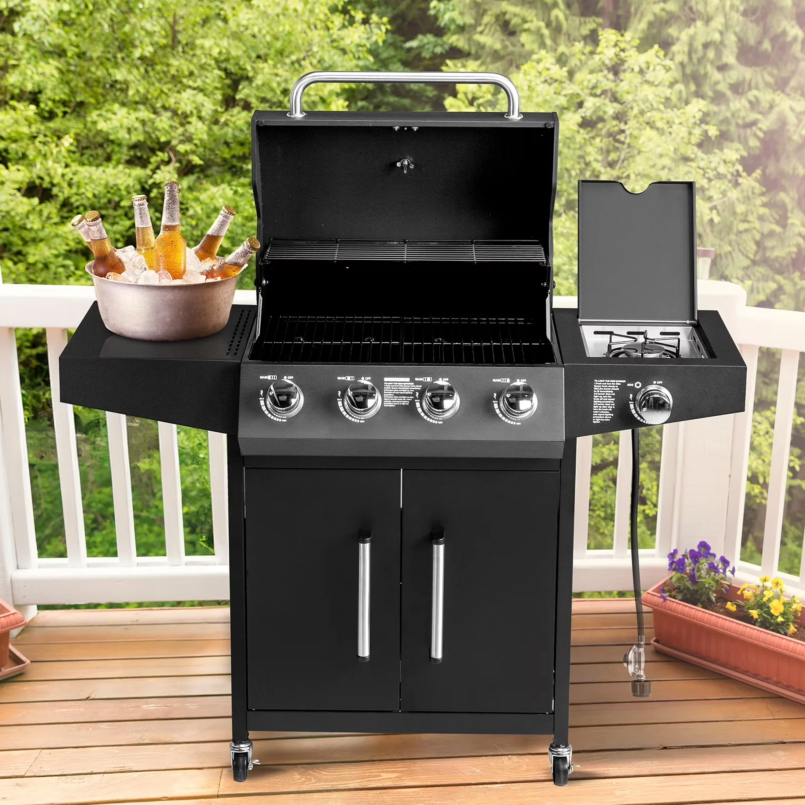 Quality Gas Grill with 58000 BTU, Portable, Propane - Metal - Modern Design Model 6FA2B3