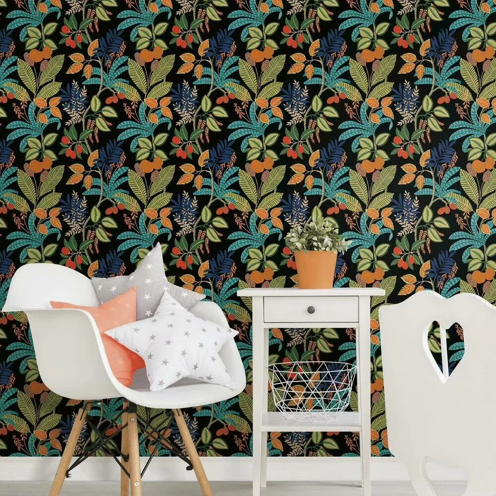 Modern Wallpaper with Removable, Leaves no sticky residue on the surface, Safe for painted walls - Black Vinyl Model B66DE1
