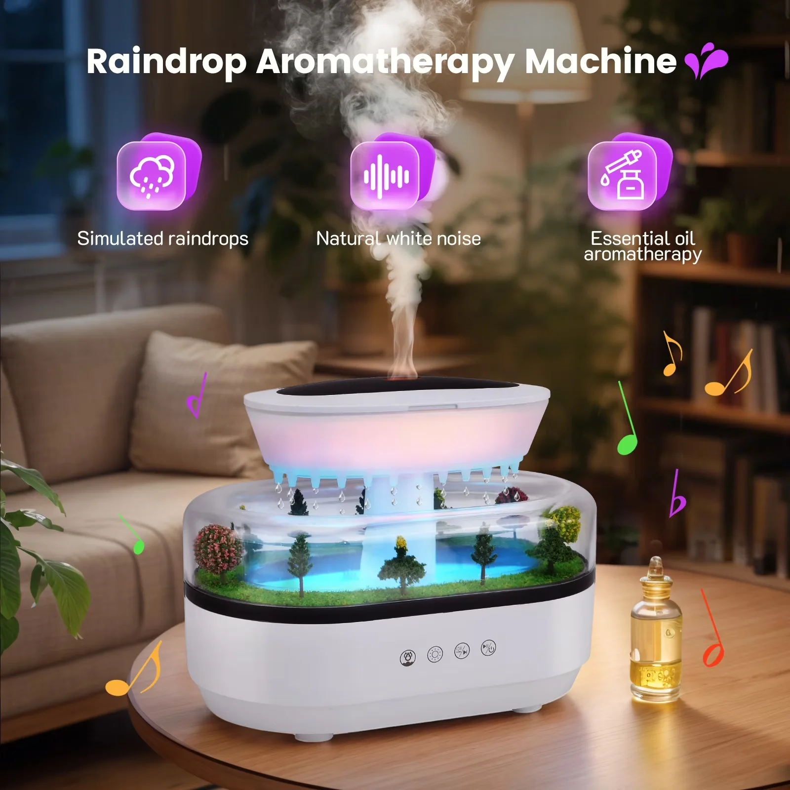 Humidifier Compact with Oil Diffuser, Adjustable Humidistat, Automatic Shut-Off - White for Home, Office Model 814DAB