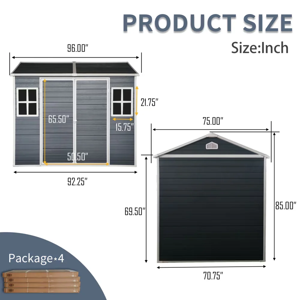 Shed Quality with Waterproof, Floor - Polypropylene Black for Garden, Patio Model E2FFDE