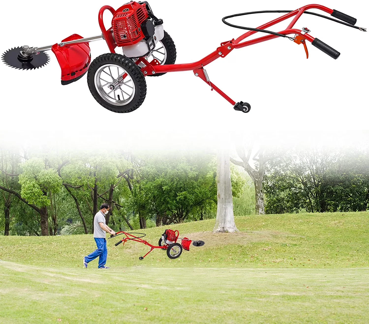 Efficient String Trimmer with Net Weight: 15kg (33.1lb), Engine Net Weight: 4.5kg (9.9lb), Rated Speed: 6500-7000r/Min - Red Model B442F4