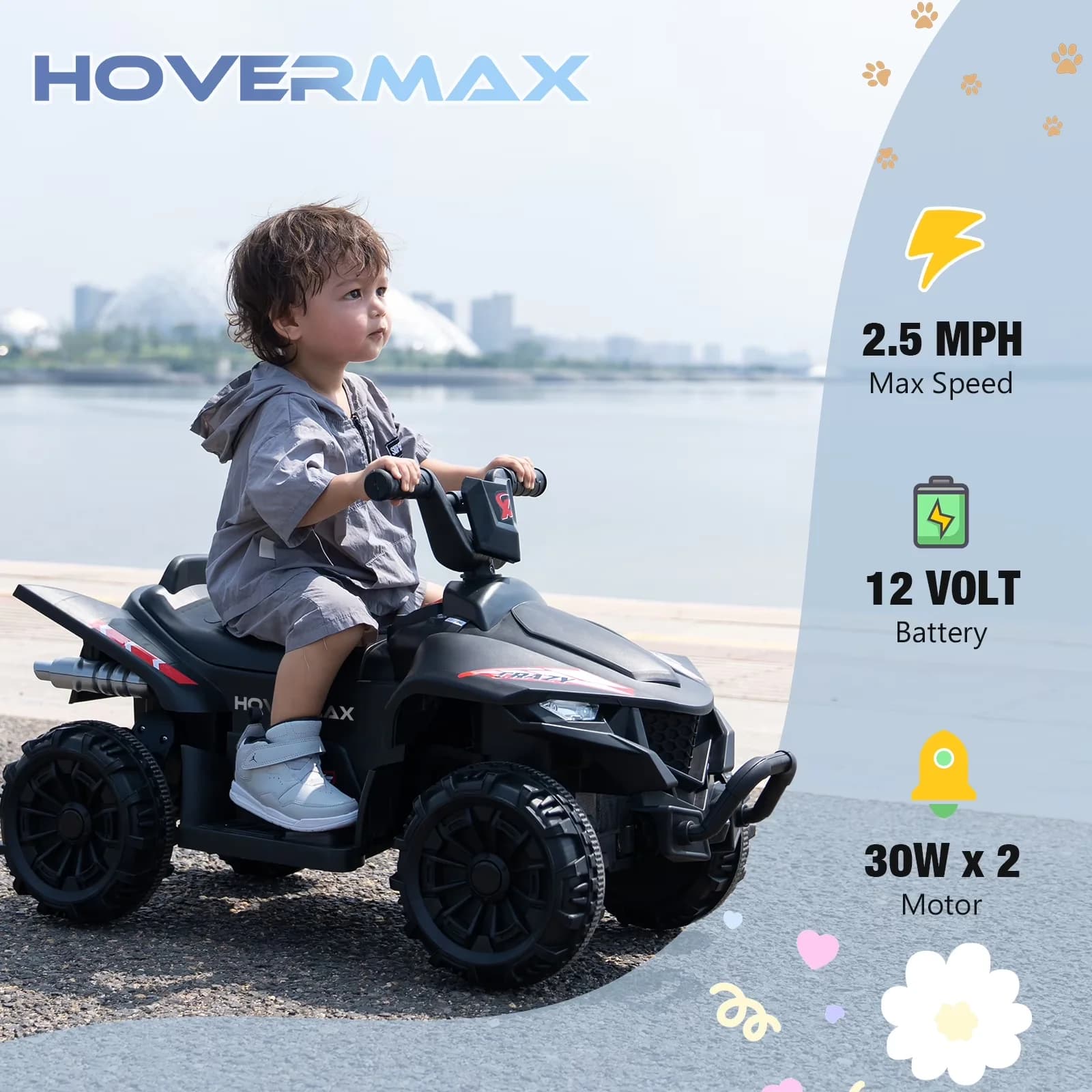 Premium Scooter with Battery, 12V, Lights Up - Black - Contemporary Style Model 1BB824