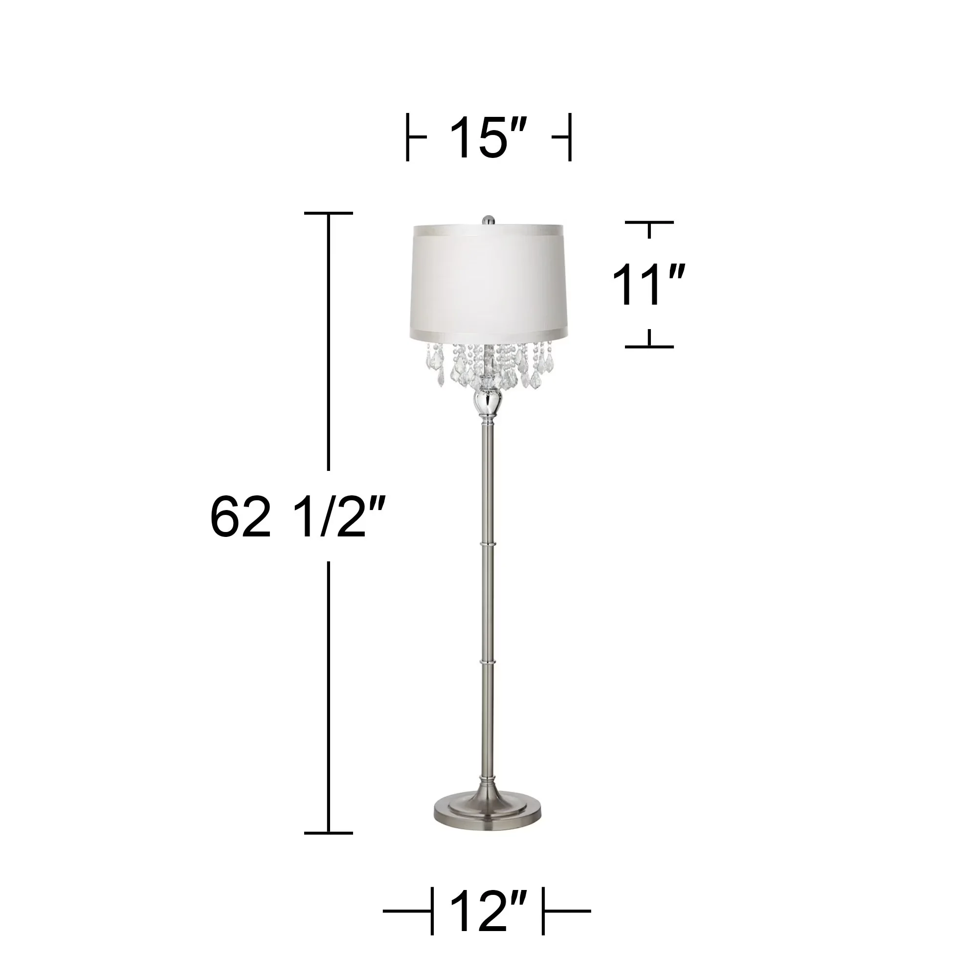 Floor Lamp Efficient with LED, Standard Lamps - Silver Satin Steel for Living Room, Bedroom Model 23E29C